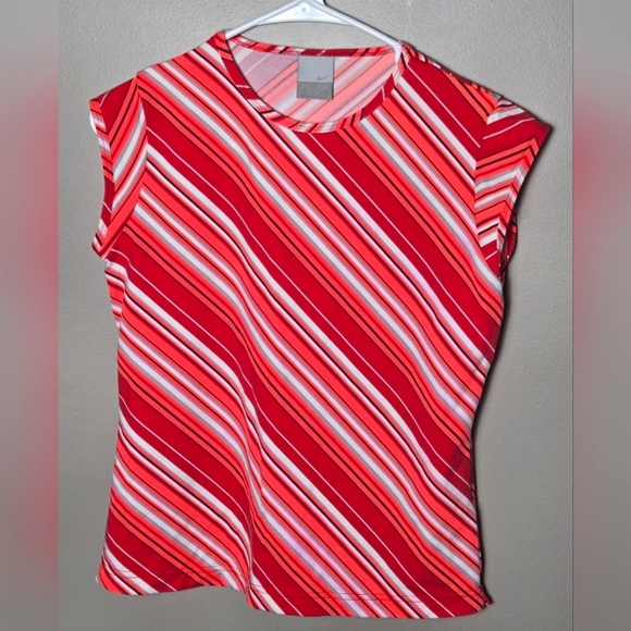 Women's Y2K Nike Striped Cap Sleeve Preppy Athleisure Top, Size Medium - Picture 1 of 3